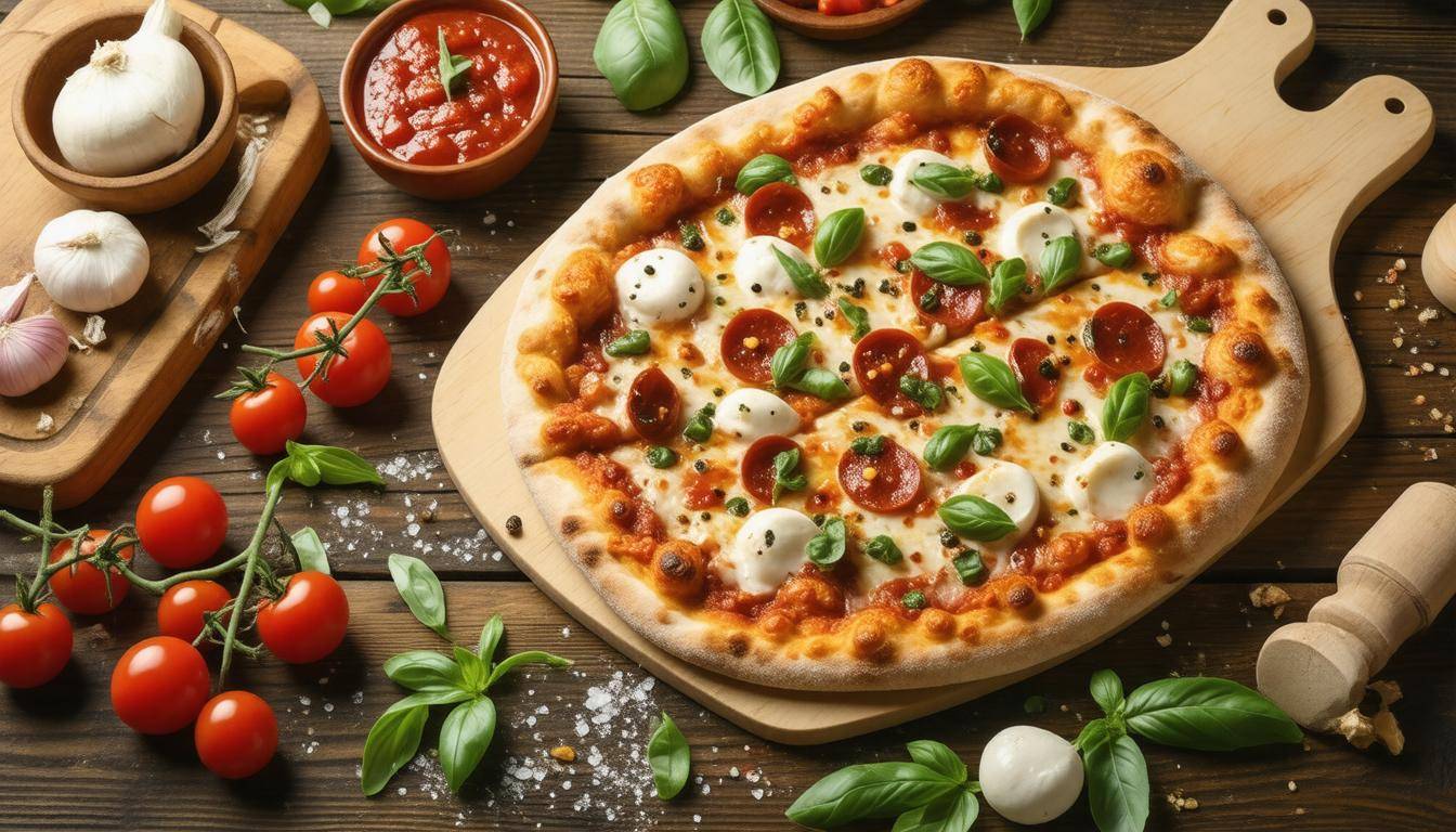 Colorful pizza toppings