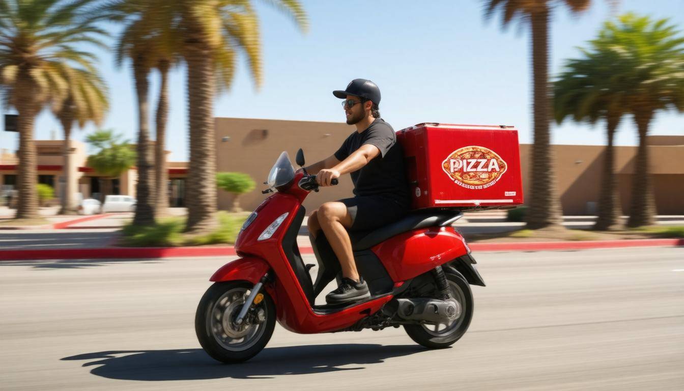 Pizza delivery in motion
